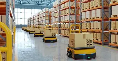 Autonomous mobile robots navigating a warehouse
